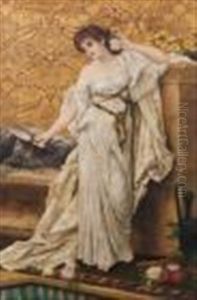 Woman With A Mirror by Sir Lawrence Alma-Tadema