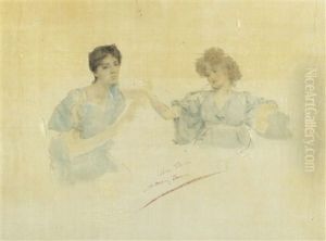 Double Portrait Of John Collier's Wife Marian (mady) Huxley And His Daughter Joyce Collier by Sir Lawrence Alma-Tadema
