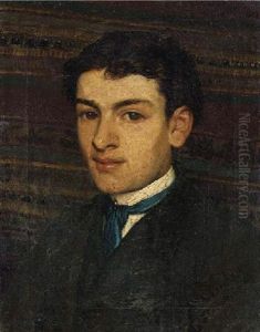 Portrait Of A Young Man Wearing A Blue Cravat