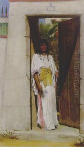 Egyptian In His Doorway by Sir Lawrence Alma-Tadema
