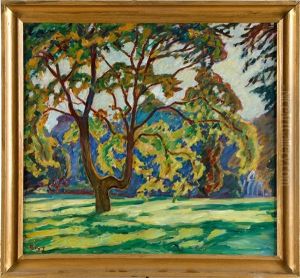 Gronskande Sommarlandskap Med Trad by Ester Almqvist