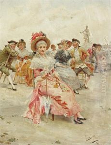 Elegant Figures Seated In A Park Elegant Figures Seated In A Park
