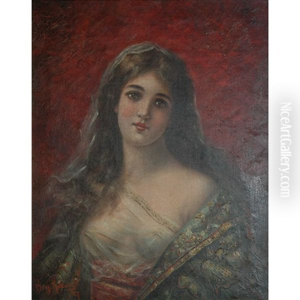 Lady With A Veil Over Her Hair - view 1