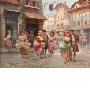 Couples On A Street by Mariano Alonso Perez