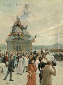 Allegorical View Of A Bastille Day Parade by Mariano Alonso Perez