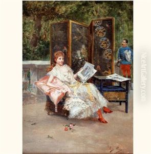 Jeune Elegante Feuilletant L'illustration