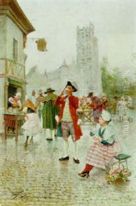 A Parisian Street Scene A Parisian Street Scene