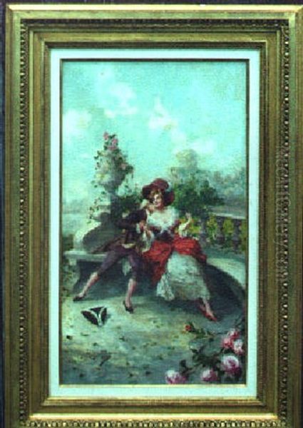 Elegant Figures In A Garden - view 1