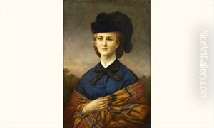 Portrait D'une Elegante Au Chapeau Et Chale by Marie-Alexandre (Menut) Alophe