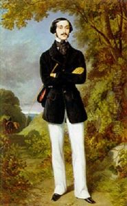 Portrait Of An Elegant Gentleman by Marie-Alexandre (Menut) Alophe