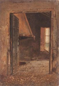 Interior De Santiponce Y Barcas En La Playa (2 Works) by Ramon Alorda Perez