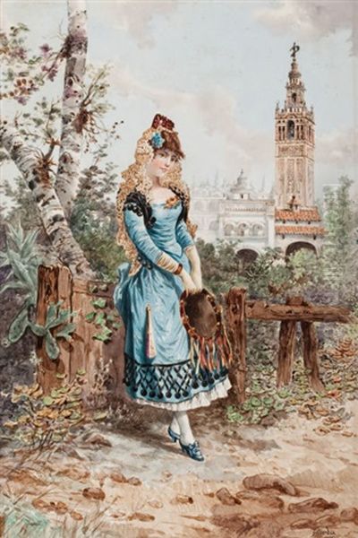 Young Spanish Woman In Cartuja Park, Seville - view 1