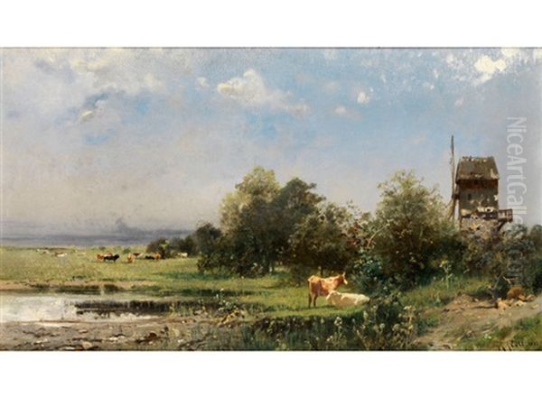 Auenlandschaft Mit Kuhen - view 1