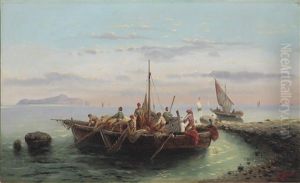 Fischerboote An Der Kuste Vor Capri by Robert Alott