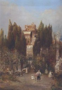 Romischer Park Mit Spaziergangern by Robert Alott