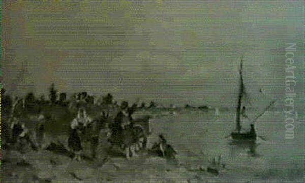 Peasants Strolling In A Coastal Landscape - view 1