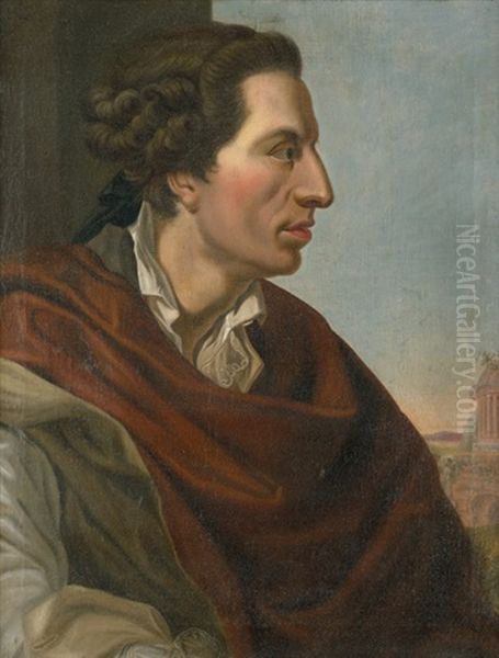 Bildnis Des Bildhauers Johannes Wiedewelt Im Profil, Im Hintergrund Die Romische Campagna - view 1