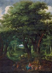 Waldlandschaft Mit Der Rast Der Hl. Familie Auf Der Flucht Nach Agypten