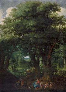 Waldlandschaft Mit Der Rast Der Heiligen Familie Auf Der Flucht Nach Agypten Waldlandschaft Mit Der Rast Der Heiligen Familie Auf Der Flucht Nach Agypten