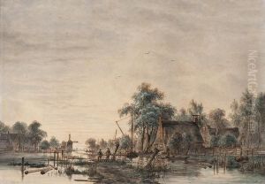 Fishermen At Dawn by Jacobus Theodorus Abels