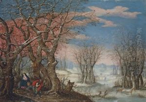 A Winter Landscape With The Flight Into Egypt by Denis van Alsloot