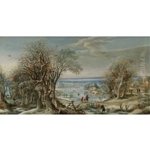 A View Of The Abbey Of Groenendael Near Brussels In Winter