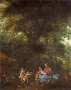 Madonna Und Kind Mit Dem Johannesknaben Und Engeln (collab. W/pieter Van Avont) by Denis van Alsloot