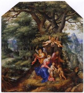 Sacra Famiglia Con San Giovannino E Angeli In Un Paesaggio Boschivo Sacra Famiglia Con San Giovannino E Angeli In Un Paesaggio Boschivo