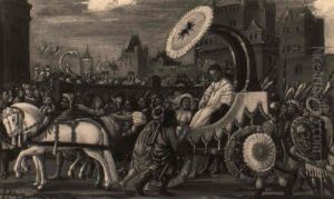 A Triumphal Procession Through A Town by Denis van Alsloot