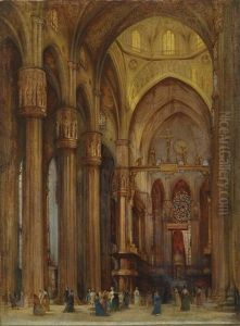 Blick In Den Mailander Dom Mit Dem Altare Privilegata, Im Hintergrund Der Hochaltar Von Pellegrino Tibaldi