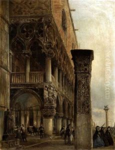 Seitenansicht Des Dogenpalastes In Venedig by Rudolf von Alt