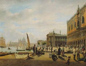 Blick Auf Die Piazetta Von Venedig Mit Dogenpalast Und Santa Maria Della Salute