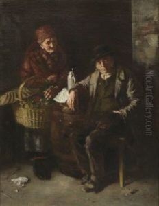 Altes Bauernpaar Bei Der Brotzeit by Theodor Alt