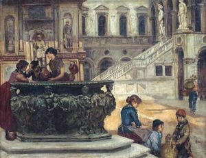 Scena Di Vita Nel Cortile Del Palazzo Ducale by Francesco Saverio Altamura