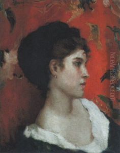 Portrat Einer Jungen Dame Vor Roter Tapete by Francesco Saverio Altamura