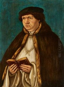 Portrait Of A Cleric Holding A Book by Albrecht Altdorfer
