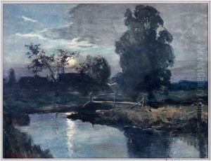 Moonlit River Landscape Moonlit River Landscape