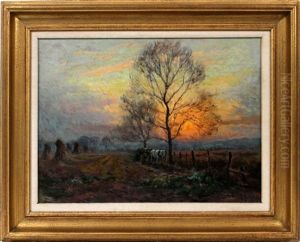 Horse Drawn Wagon On Rural Road by Mathias (Joseph) Alten