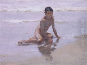 Coastal Landscape With Nude Male by Mathias (Joseph) Alten