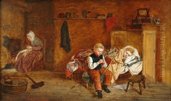 Abercromby Chilren Andan Elderly Woman In A Cottage Interior - view 1