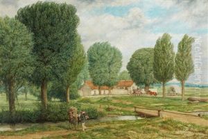 Farmstead With Poplars by Wilhelm Altheim