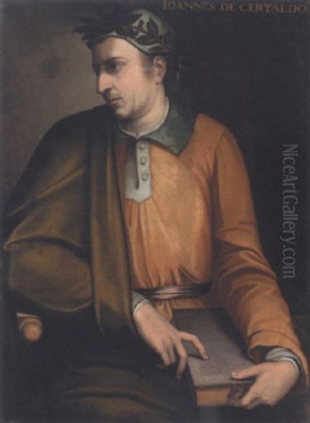 Portrait Of Boccaccio Holding A Copy Of The Decameron - view 1