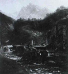 Alte Muhle Im Gebirgstal by Anton Altmann the Younger