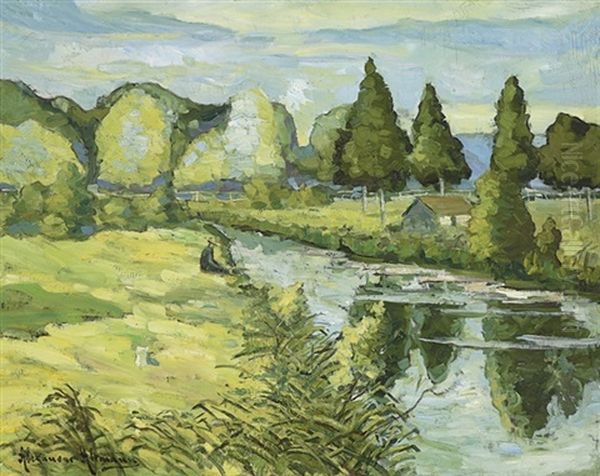 Pecheur Au Bord Du Canal - view 1