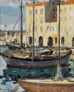 Bateaux Dans Un Port Mediterraneen by Alexandre Altmann