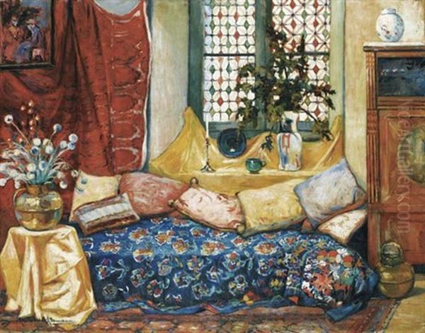 Interieur Au Divan Bleu Et Aux Coussins - view 1