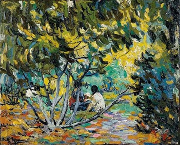 Femme Assise Dans Un Paysage - view 1