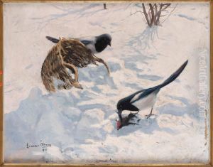 Vinterlandskap Med Skator by Gunnar Aberg