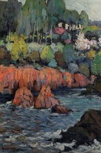 Les Rochers Rouges En Bord De Mer