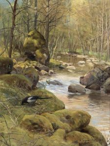 Skata I Skogslandskap by Gunnar Aberg